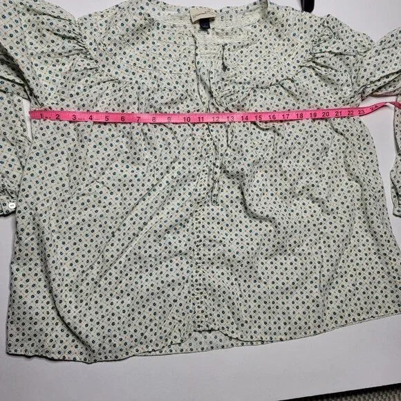 Universal Threads Womens Teal Floral Long Sleeve Tie Front Blouse Size Large - Picture 4 of 14